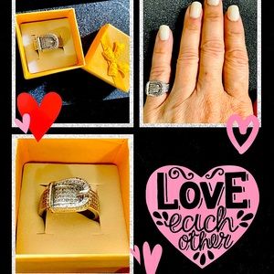 Sterling Silver & Cubic Zirconia Belt Buckle Ring Size 6